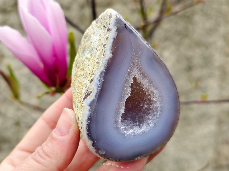 Natural agate geode with cavity 208g