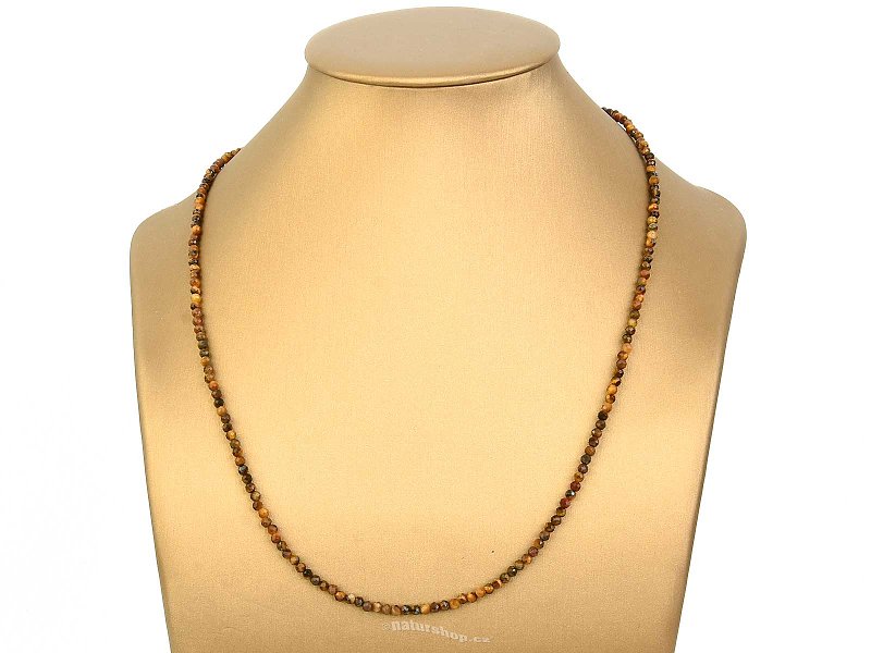 Necklace tiger's eye ground balls 3mm Ag 925/1000 (approx. 47cm)
