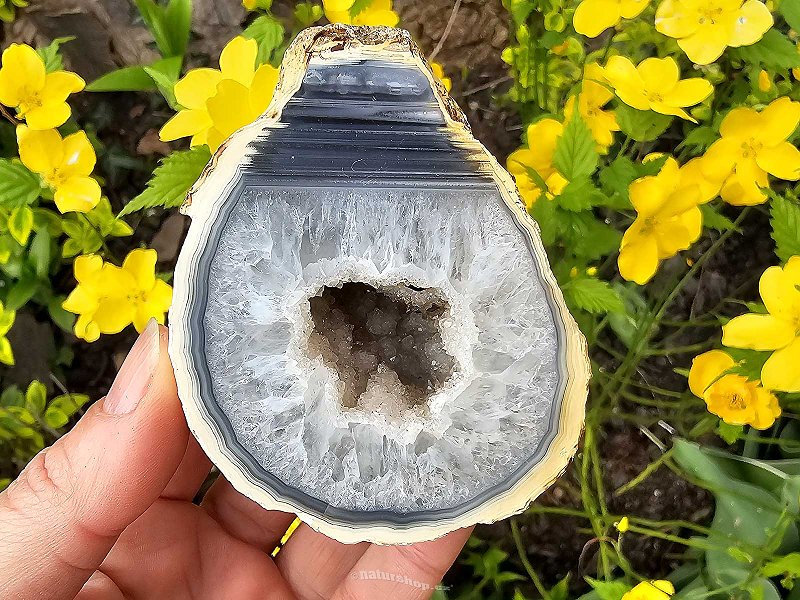 Natural agate geode with Brazil cavity 233g
