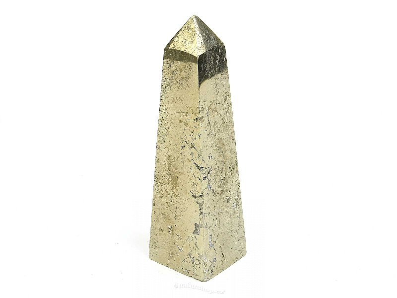 Pyrite obelisk with sockets 276g Peru