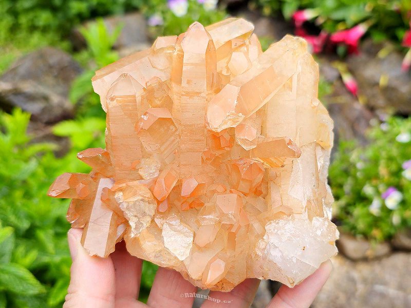 Tangerine drusen crystal with crystals 665g (Brazil)
