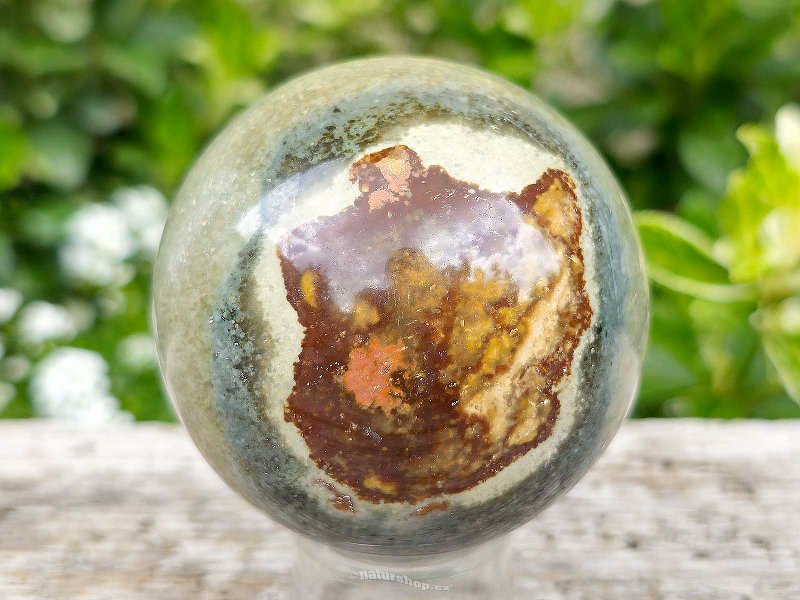 Polished ball of variegated jasper Ø61mm Madagascar