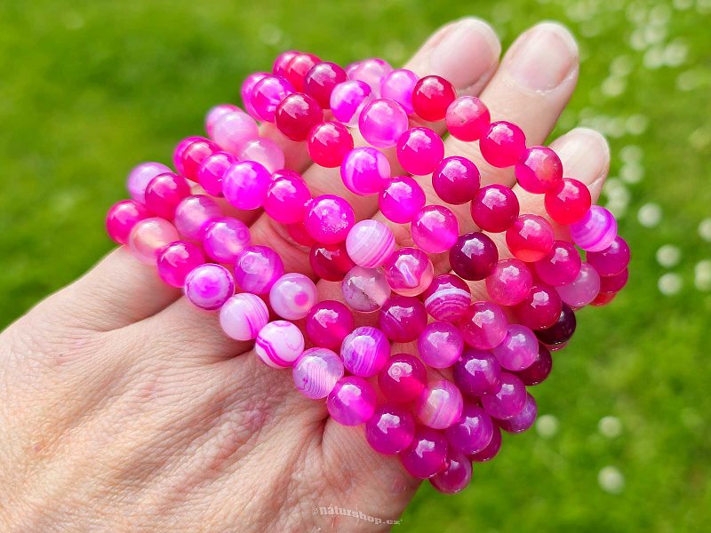 Bracelet pink agate balls 8mm