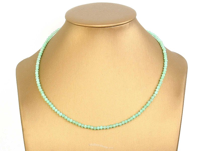 Necklace chrysoprase clasp Ag 925/1000 beads 3mm (43-48cm)