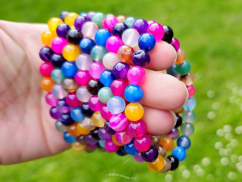 Bracelet agate multi (colored) balls 8mm