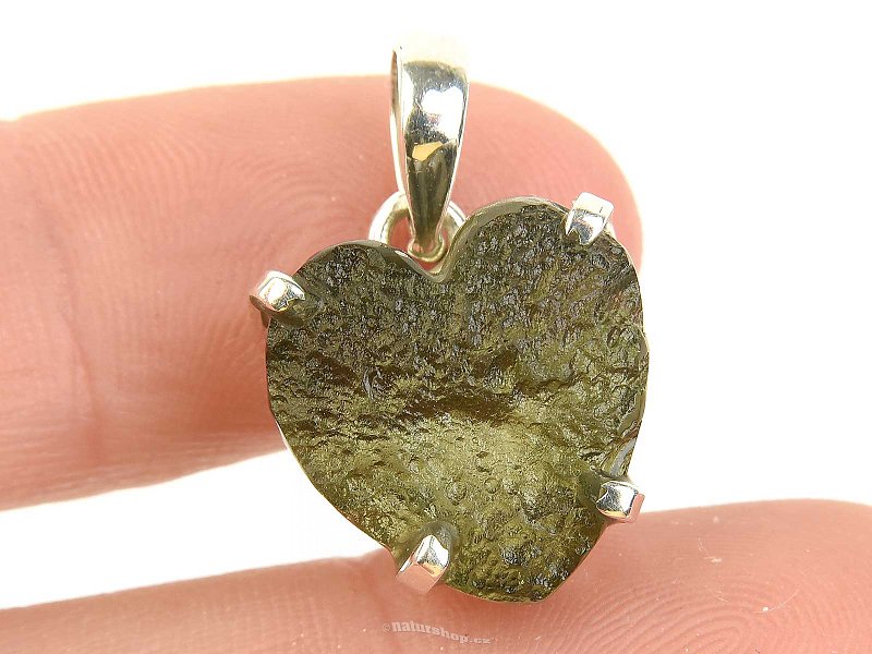 Heart pendant moldavite raw Ag 925/1000 3.6g