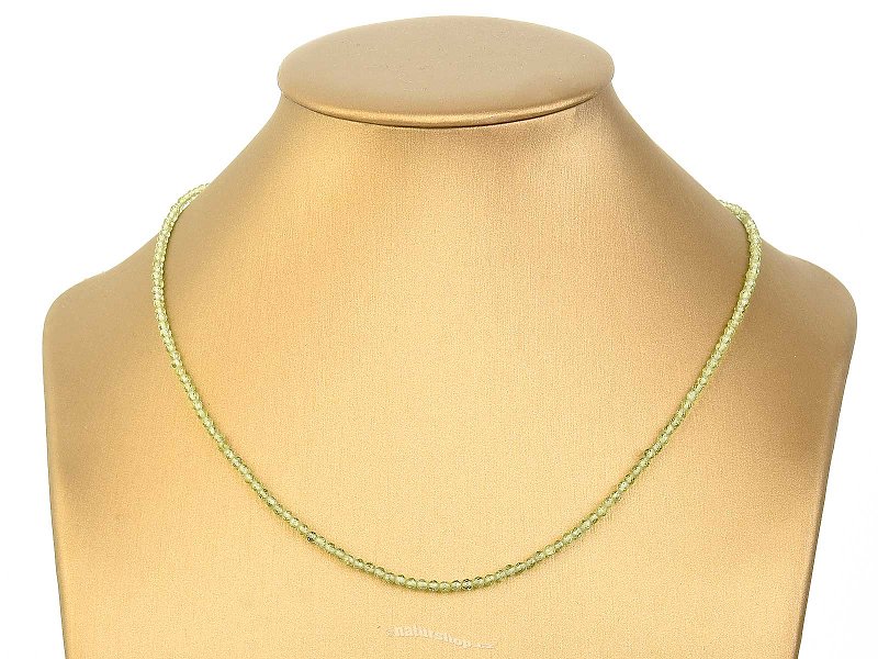 Olivine necklace facet balls 2mm clasp Ag 925/1000