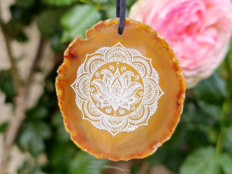 Lotus Flower Agate Leather Pendant (21g)