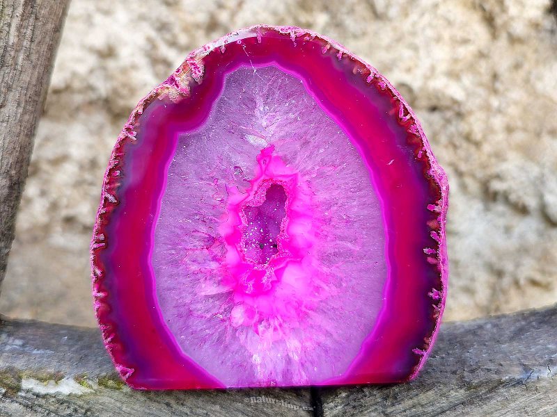 Agate pink dyed geode with cavity from Brazil 487g