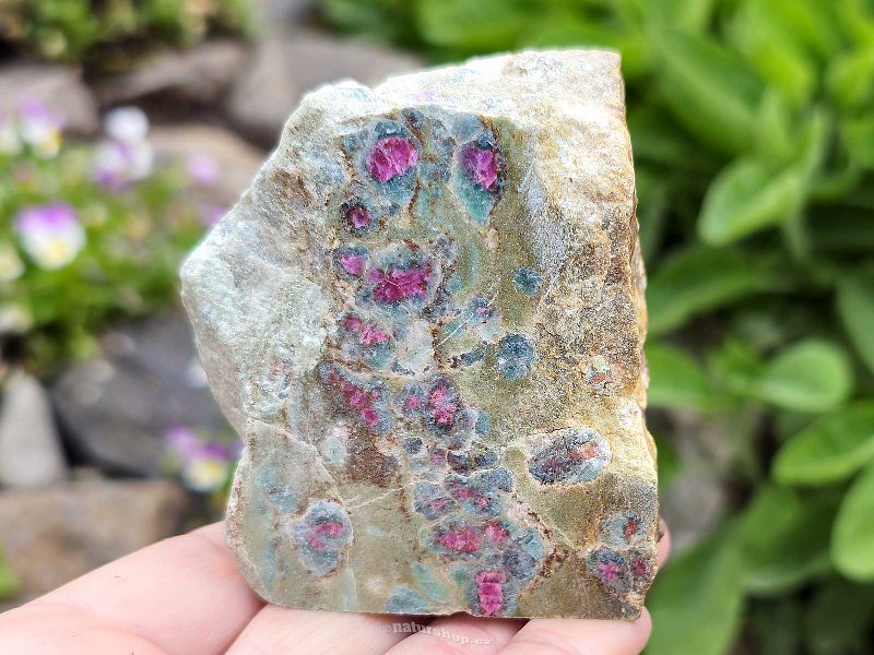 Ruby in zoisite semi-polished standing stone India 305g