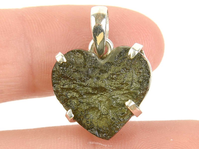 Heart pendant moldavite raw Ag 925/1000 (4.0g)