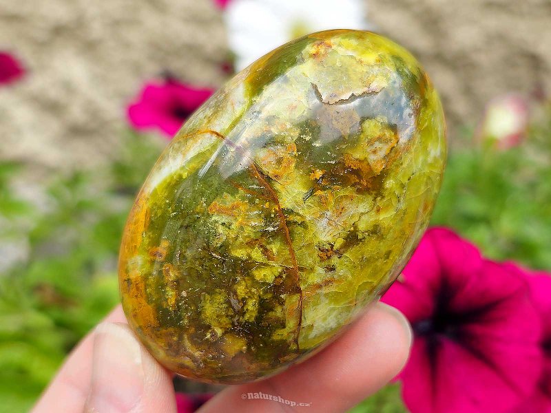 Polished green opal stone 152g Madagascar
