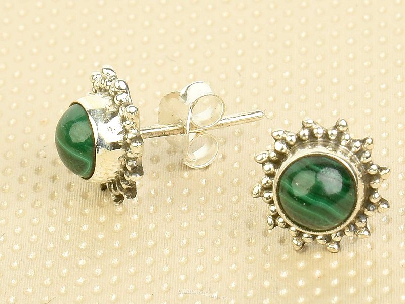 Malachite sun earrings Ag 925/1000