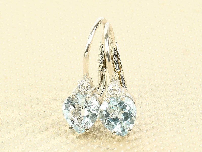 Blue topaz earrings (sky blue) heart 6mm Ag 925/1000 Rh
