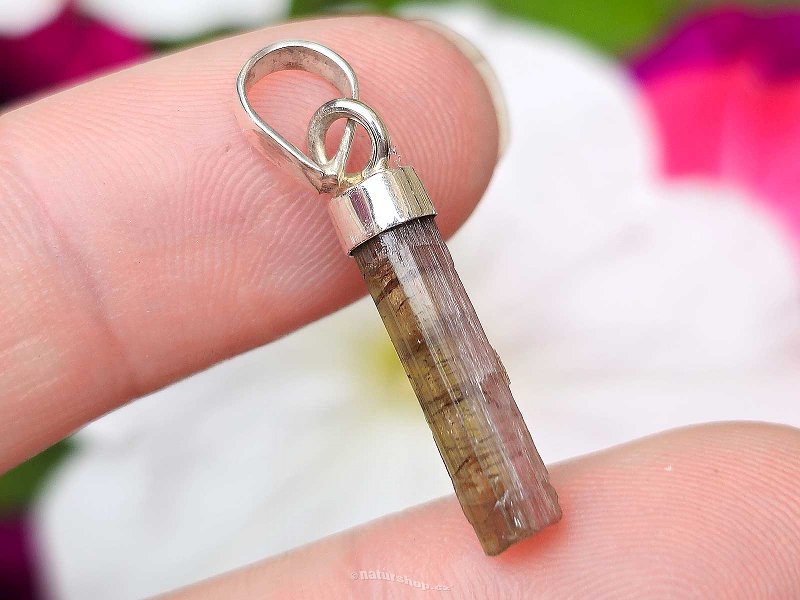 Tourmaline watermelon crystal pendant Ag 925/1000 1.3g