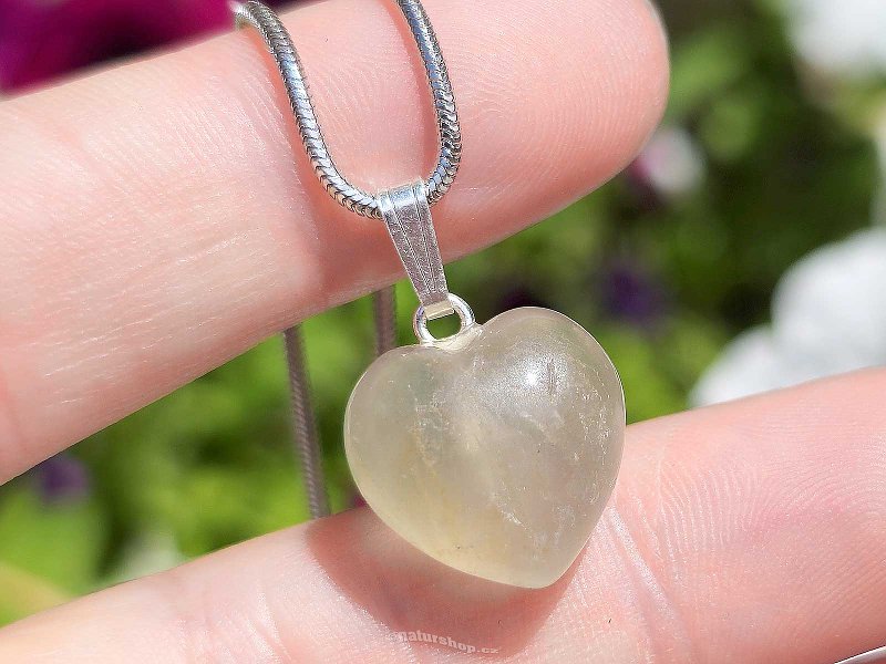 Pendant mini heart fluorite handle Ag 925/1000