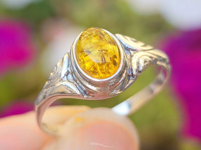 Amber ring Ag 925/1000 size 55, (2.1g)