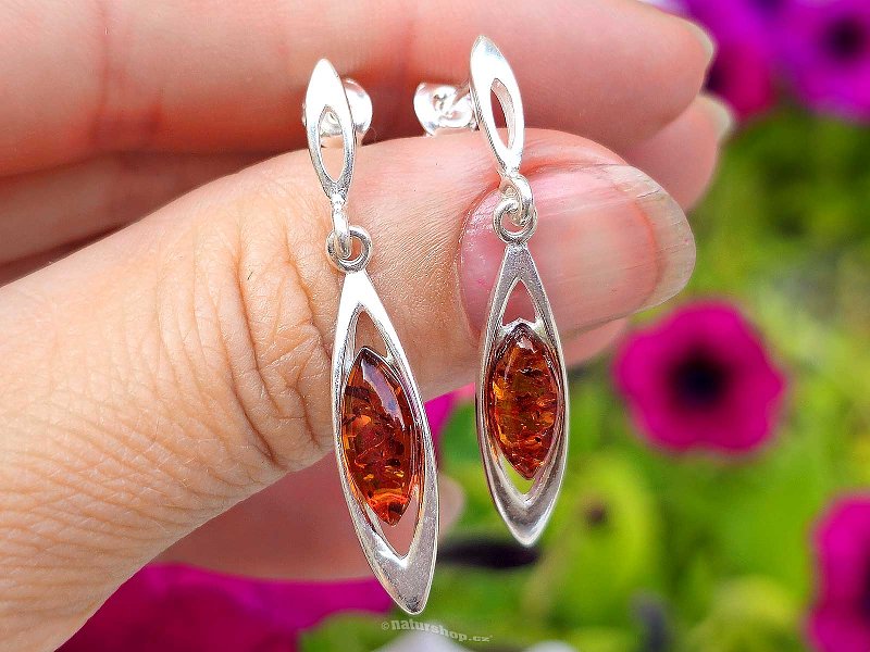 Amber Hanging Earrings Ag 925/1000