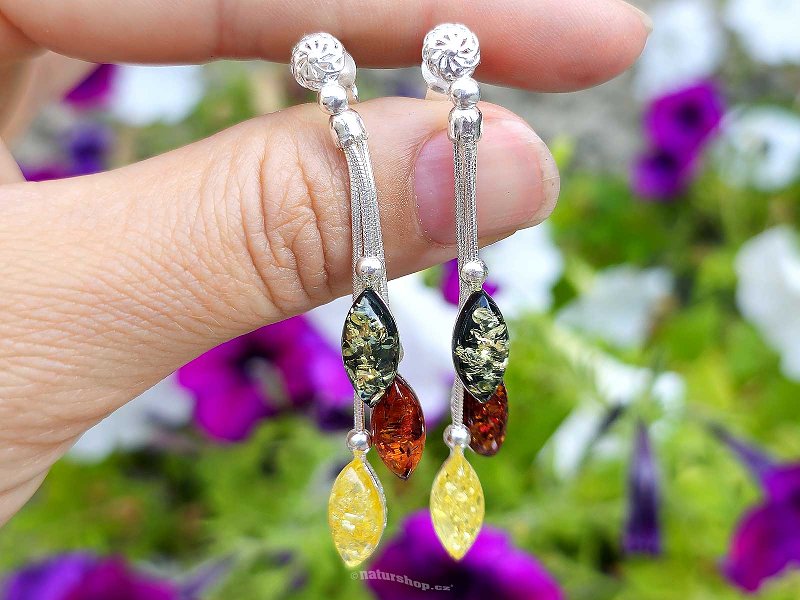 Amber dangling earrings Ag 925/1000 7.6g