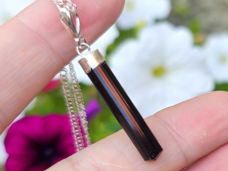 Pendant black tourmaline crystal Ag 925/1000 1.7g