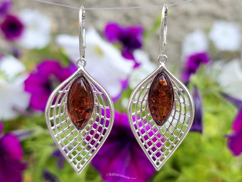 Amber earrings silver Ag 925/1000 7.6g