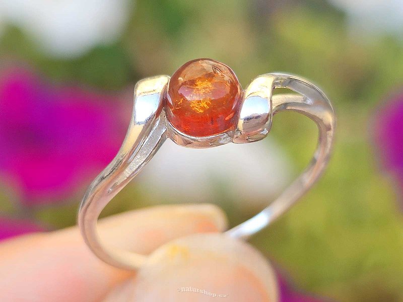 Ring amber honey silver Ag 925/1000 size 54, 1.5g