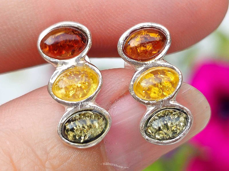 Earrings amber trio Ag 925/1000