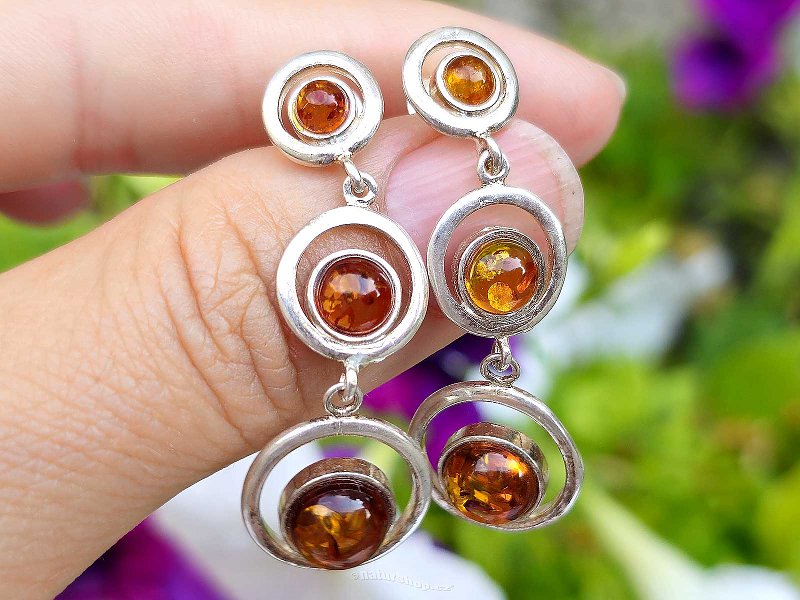 Honey amber dangling earrings Ag 925/1000