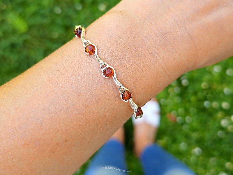 Amber silver bracelet 18cm Ag 925/1000