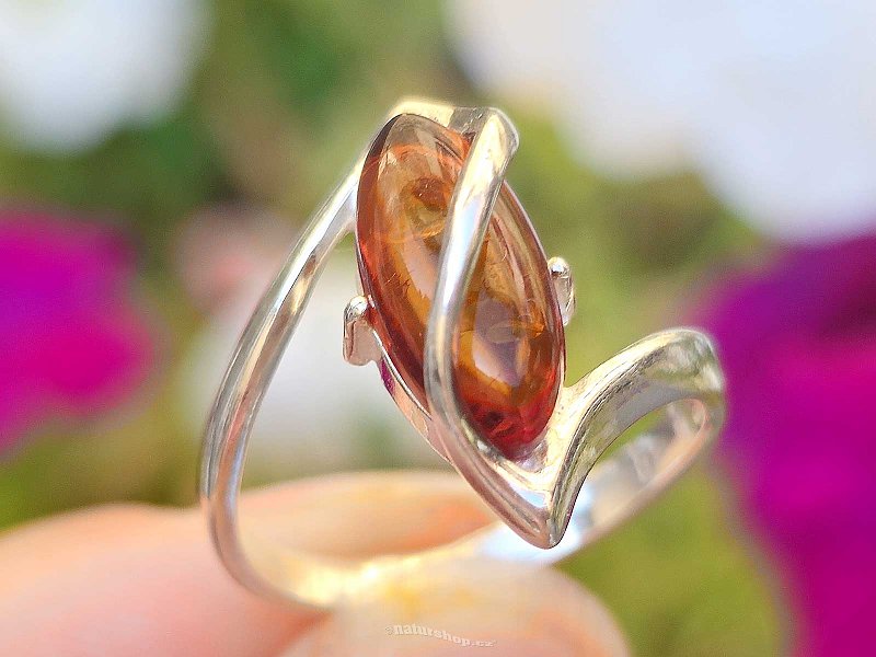 Ring silver honey amber Ag 925/1000