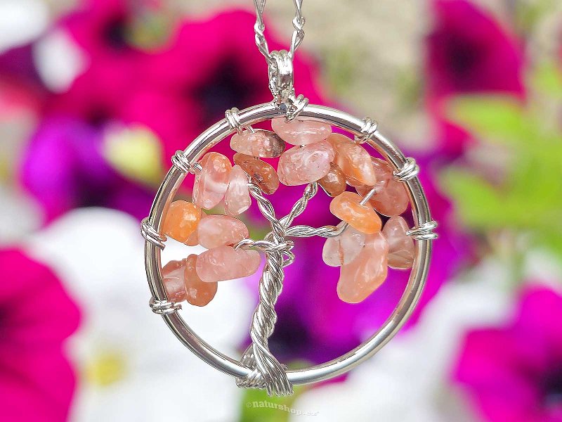 Carnelian tree of life pendant jewelry metal