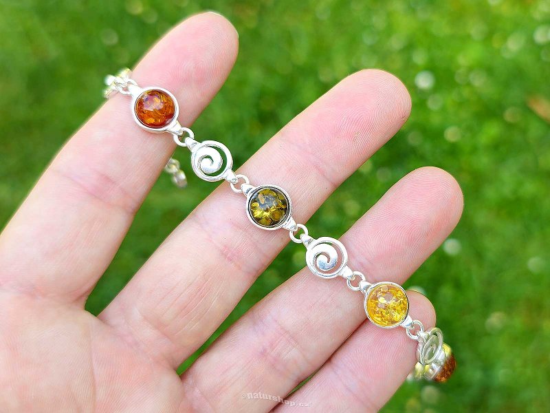 Amber bracelet mix 18.5cm Ag 925/1000 8.9g