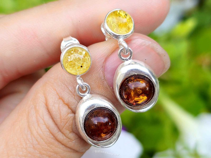 Amber women's stud earrings Ag 925/1000