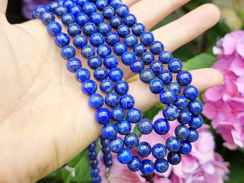 Necklace lapis lazuli balls 9mm 53cm Ag 925/1000