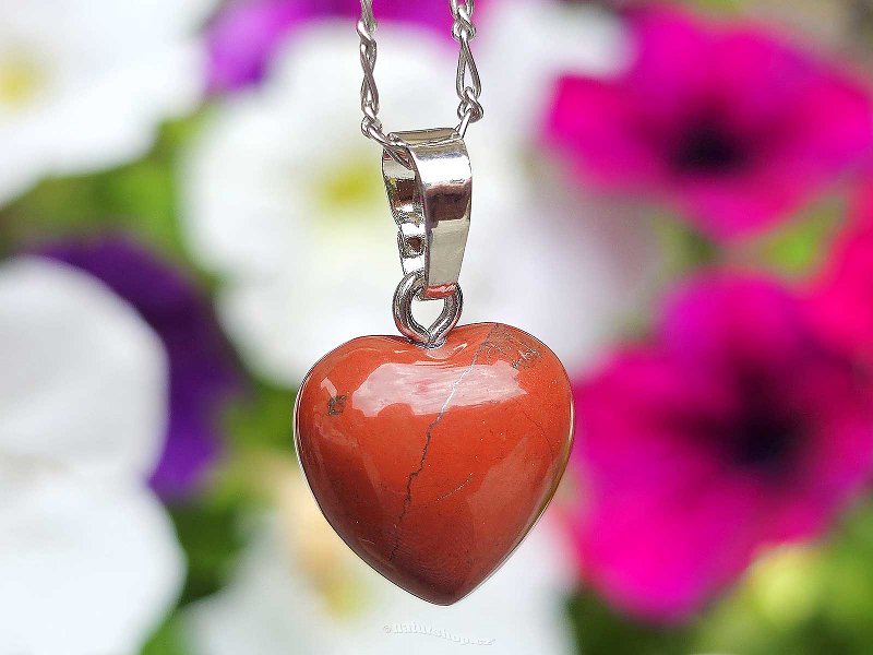 Red jasper small heart pendant 15 mm jewelry mount