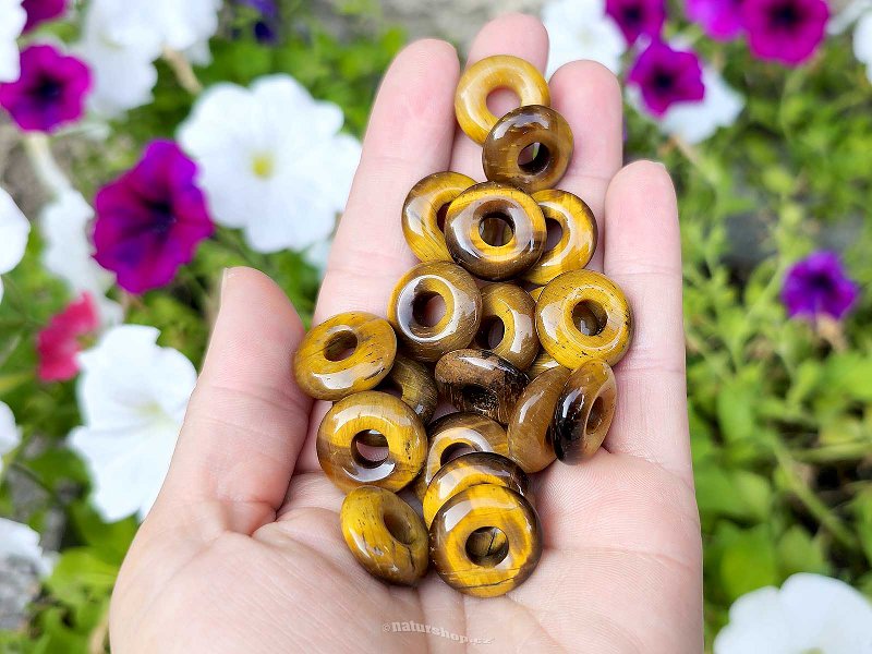 Tiger's eye mini donut on leather approx. 18mm