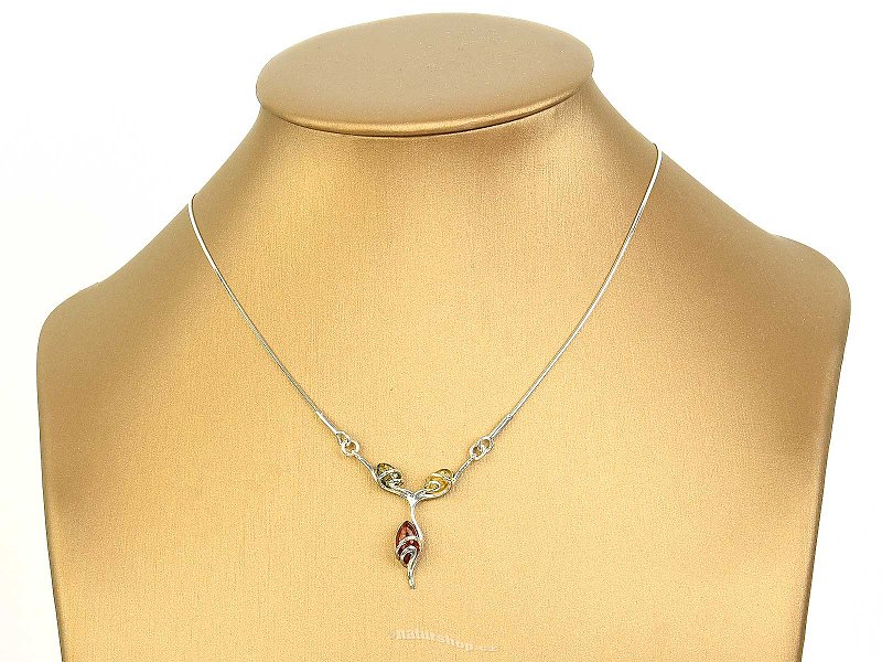 Amber colored necklace silver Ag 925/1000 (4.7g)