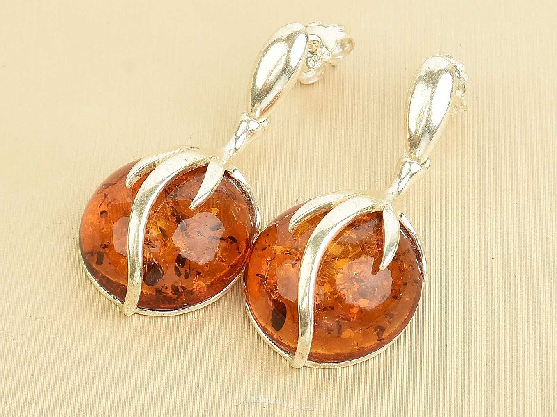 Larger earrings silver amber Ag 925/1000 7.6g