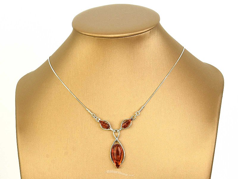 Amber necklace Ag 925/1000 42 - 46cm 6.9g