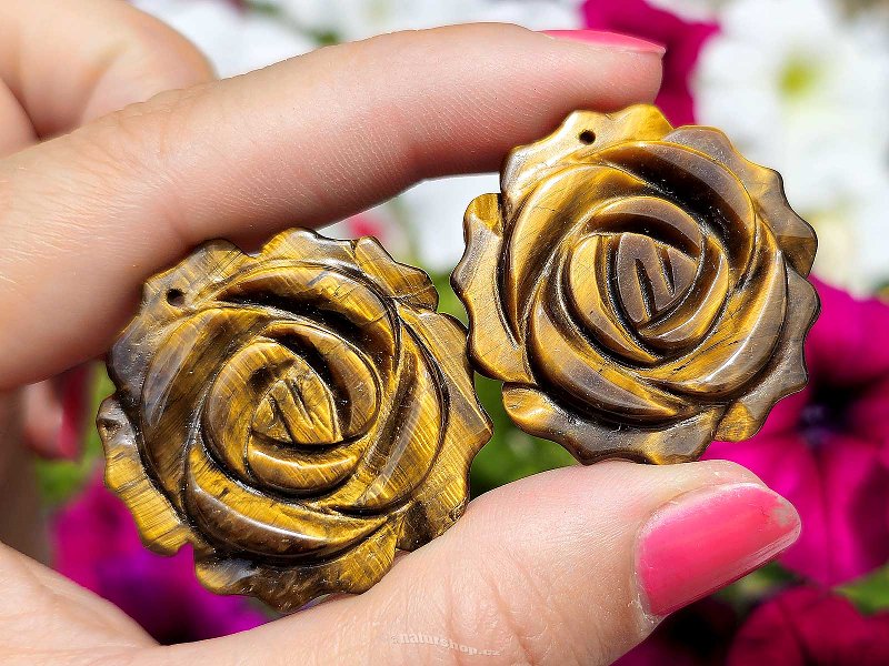 Tiger's eye rose flower cut approx. 34mm