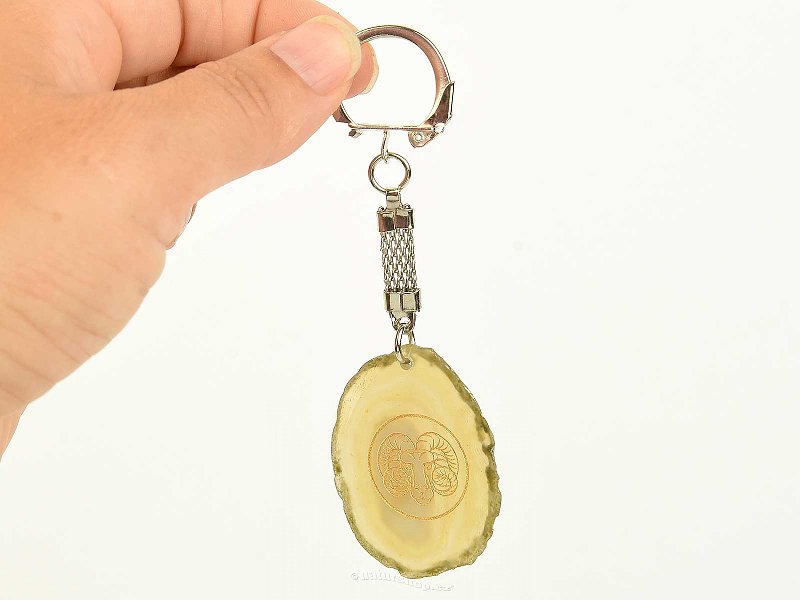 Agate slice keychain Aries 12.1g