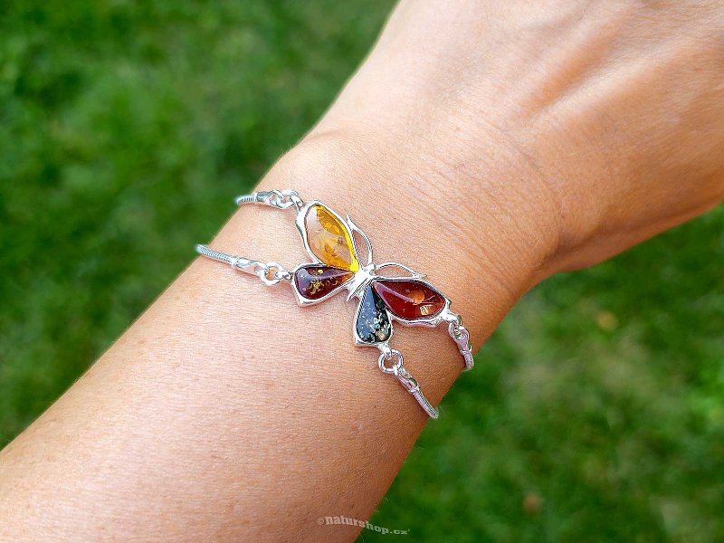 Amber butterfly bracelet silver Ag 925/1000 (19.5cm) 10.2g