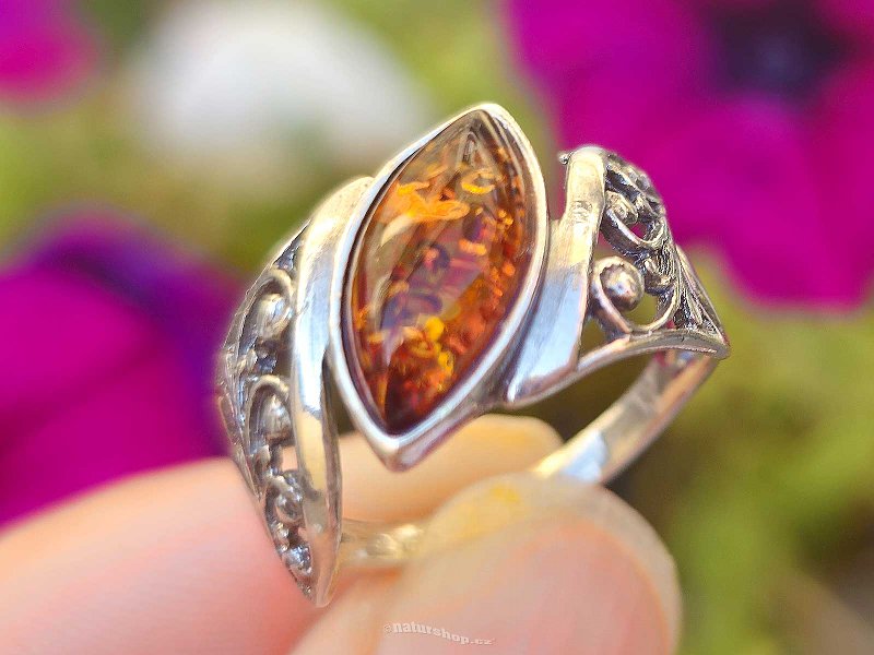 Amber ring Ag 925/1000 sterling silver