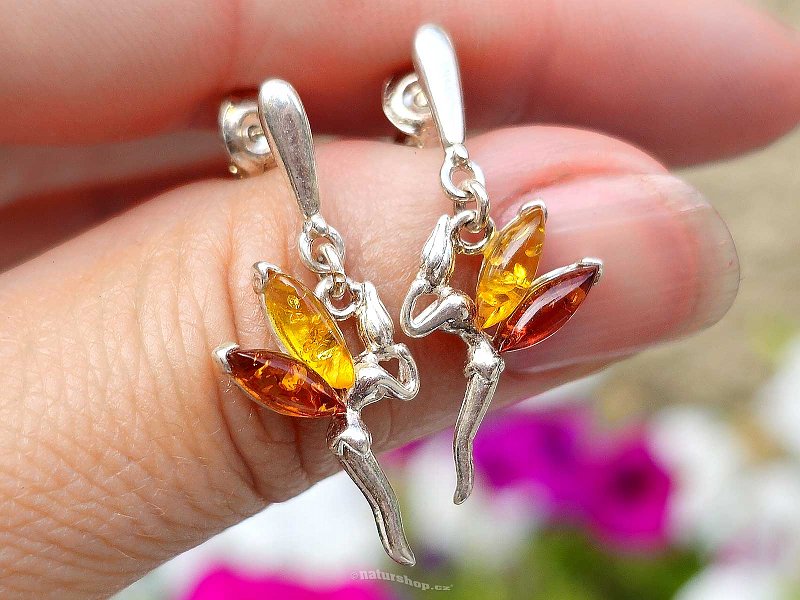 Amber fairy earrings Ag 925/1000 2.7g