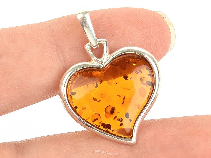 Amber heart pendant Ag 925/1000 3.2g