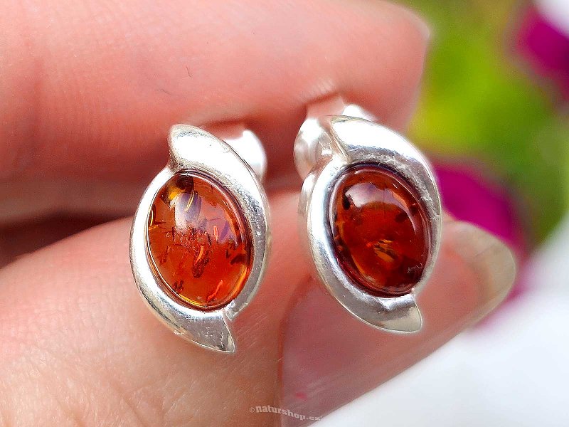 Amber earrings oven Ag 925/1000