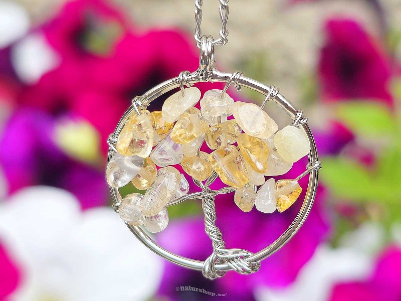 Citrine pendant tree of life jewelry metal