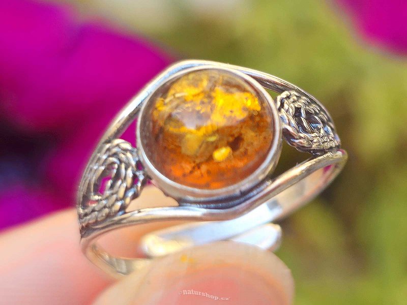 Amber honey ring Ag 925/1000 sterling silver