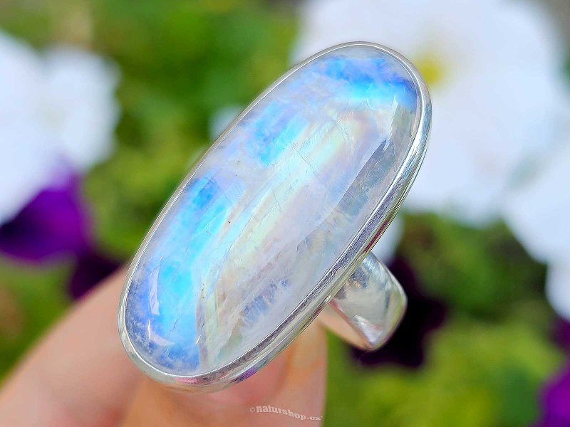 Moonstone ring oval Ag 925/1000 size 59 (13.8g)