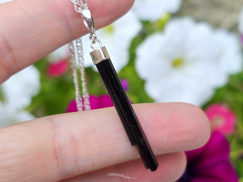 Pendant black tourmaline crystal Ag 925/1000 (2.2g)